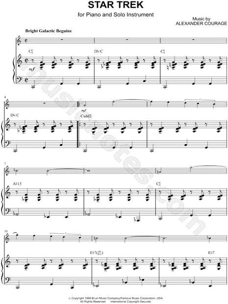 Collection: Theme from Star Trek - Bass Clef Instrument & Piano