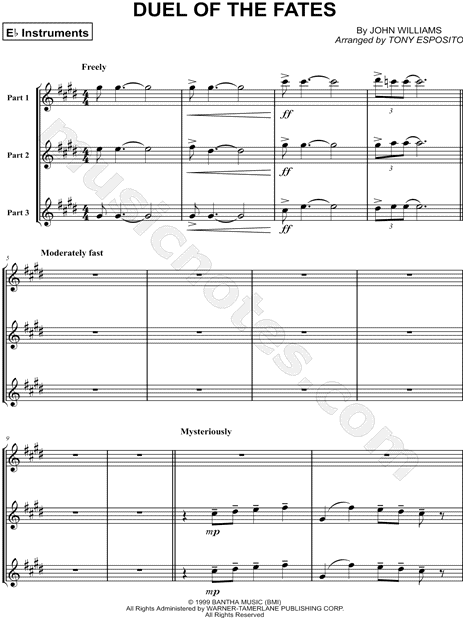 Collection: Duel of the Fates - Trio of Eb Instruments & Piano