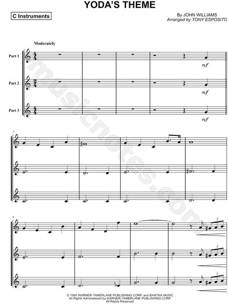Collection: Yoda's Theme - C Instrument Trio & Piano