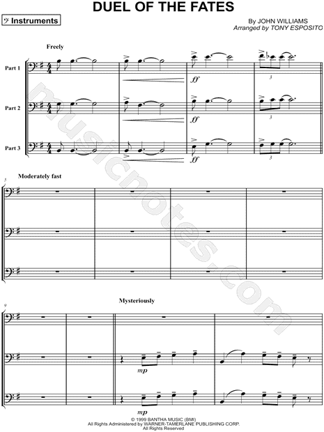 Collection: Duel of the Fates - Trio of Bass Clef Instruments & Piano