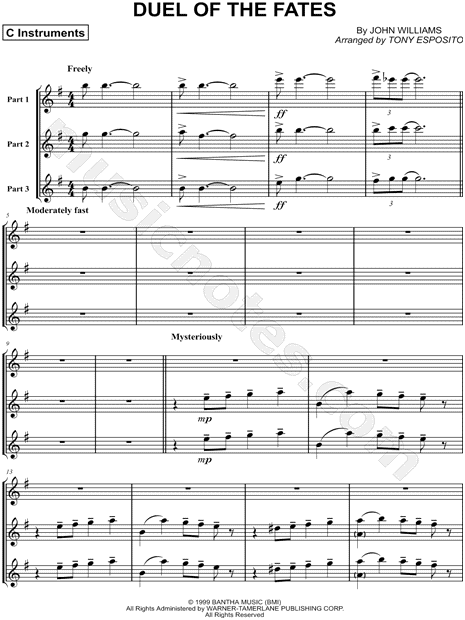 Collection: Duel of the Fates - Trio of C Instruments & Piano