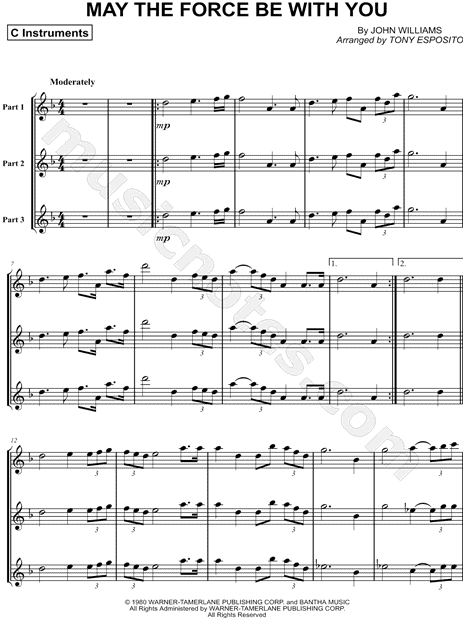 Collection: May the Force Be With You - C Instrument Trio & Piano