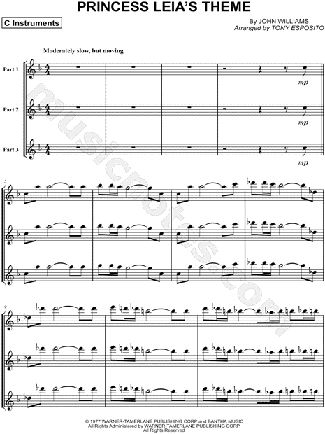 Collection: Princess Leia's Theme - C Instrument Trio & Piano