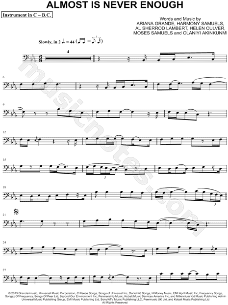 Collection: Almost Is Never Enough - Bass Clef Instrument & Piano