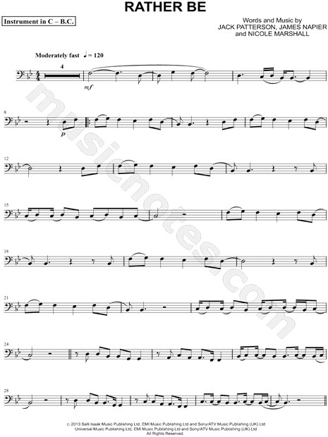 Collection: Rather Be - Bass Clef Instrument & Piano