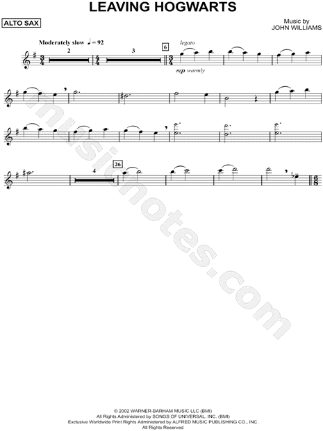 Collection: Leaving Hogwarts - Alto Saxophone & Piano