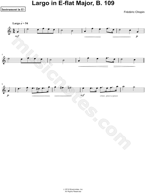 Collection: Chopin's Largo in Eb Major, B. 109 - Eb Instrument & Piano