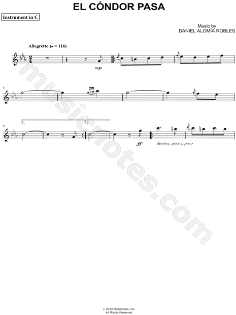 Collection: El Cóndor Pasa - C Instrument & Piano