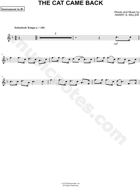 Collection: The Cat Came Back - Bb Instrument & Piano