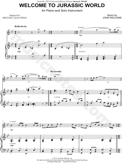 Collection: Welcome to Jurassic World - Bass Clef Instrument & Piano