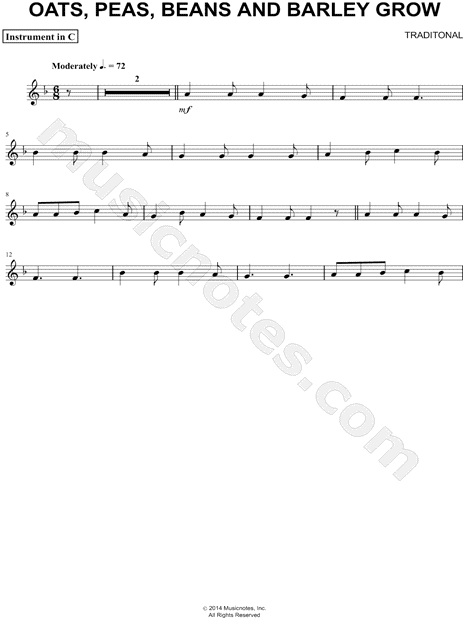 Collection: Oats, Peas, Beans and Barley Grow - C Instrument & Piano