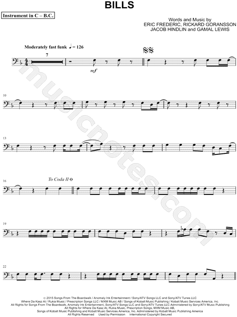 Collection: Bills - Bass Clef Instrument & Piano