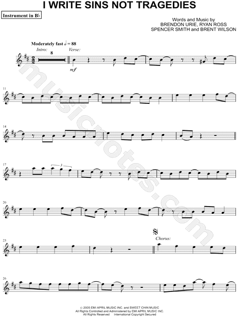 Collection: I Write Sins Not Tragedies - Bb Instrument & Piano