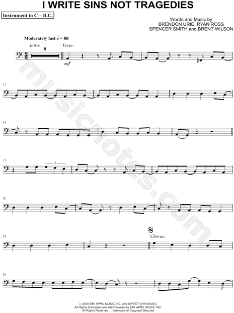 Collection: I Write Sins Not Tragedies - Bass Clef Instrument & Piano