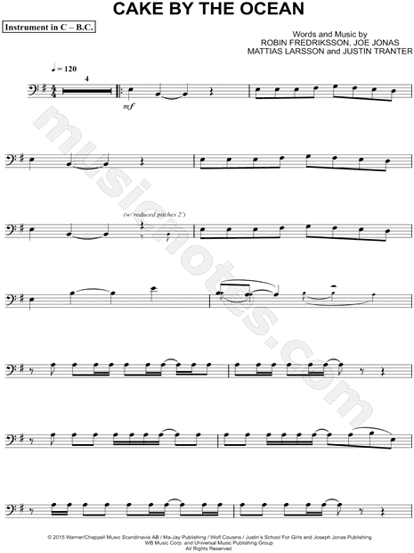 Collection: Cake by the Ocean - Bass Clef Instrument & Piano
