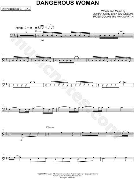 Collection: Dangerous Woman - Bass Clef Instrument & Piano