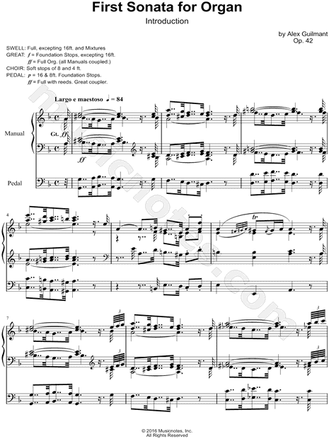 Collection: First Sonata for Organ, Op. 42 by Alexandre Guilmant - Instrumental Solo Sheet Music (Page 1 of 38)