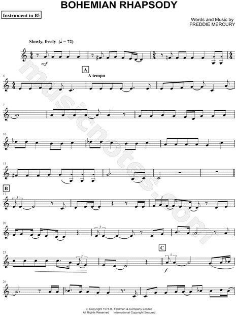 Collection: Bohemian Rhapsody - Bb Instrument & Piano