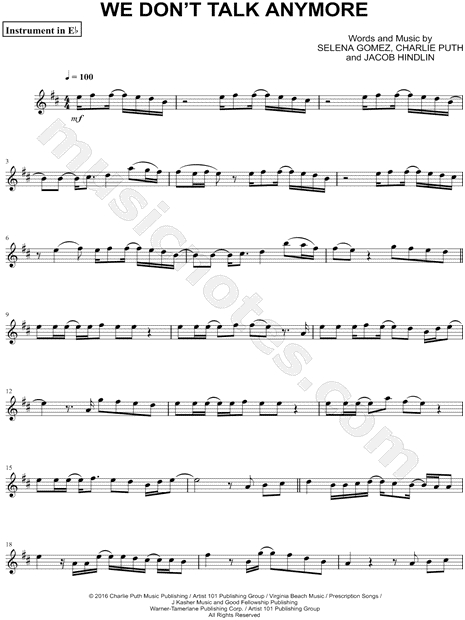 Collection: We Don't Talk Anymore - Eb Instrument & Piano