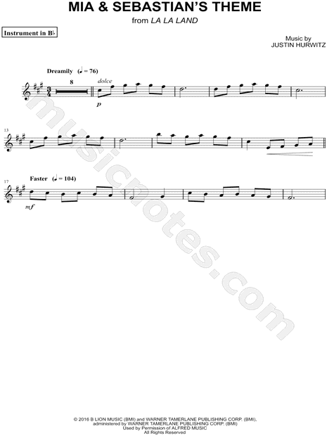 Collection: Mia & Sebastian's Theme - Bb Instrument & Piano