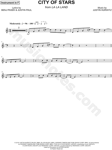 Collection: City of Stars [Sebastian Solo] - F Instrument & Piano