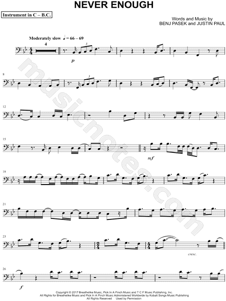 Collection: Never Enough - Bass Clef Instrument & Piano