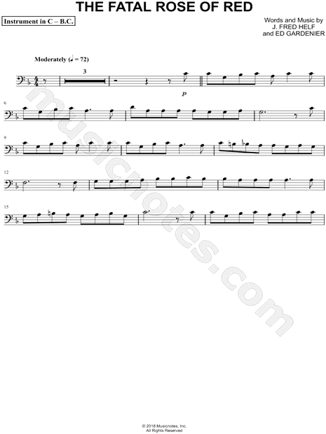 Collection: The Fatal Rose of Red - Bass Clef Instrument & Piano