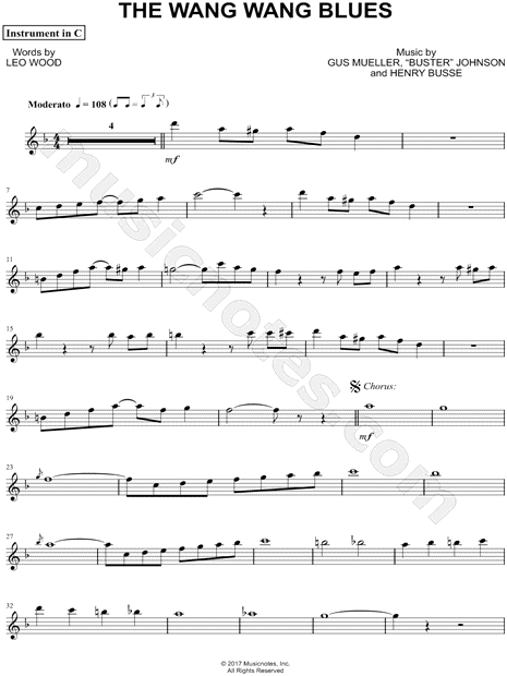 Collection: The Wang Wang Blues - C Instrument & Piano