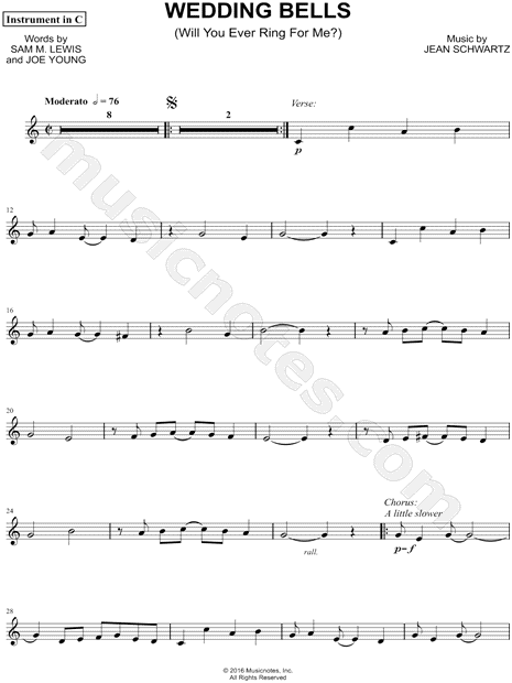 Collection: Wedding Bells (Will You Ever Ring for Me?) - C Instrument & Piano