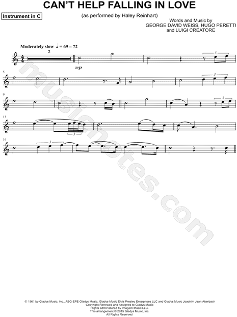 Collection: Can't Help Falling in Love - C Instrument & Piano