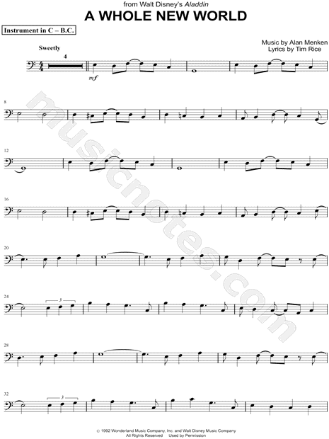 Collection: A Whole New World - Bass Clef Instrument & Piano