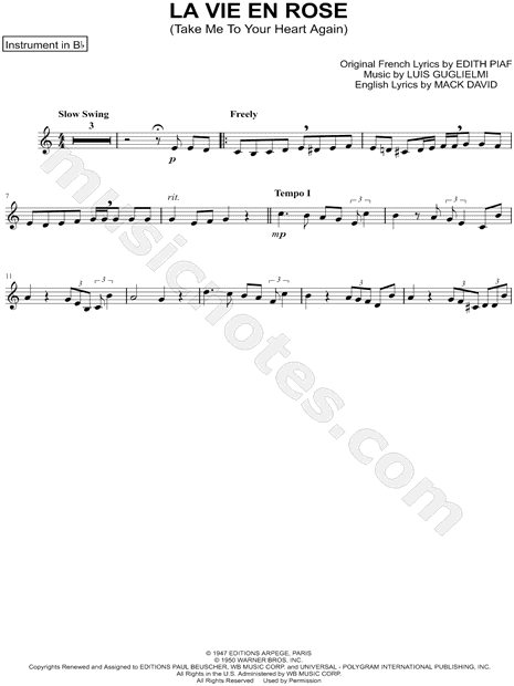 Collection: La Vie en rose - Bb Instrument & Piano