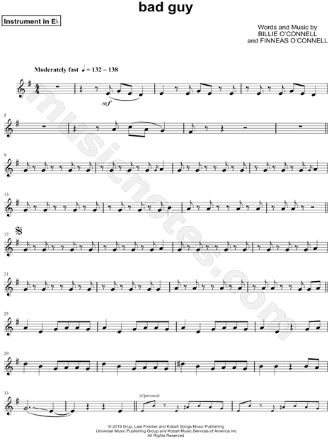 Collection: bad guy - Eb Instrument & Piano