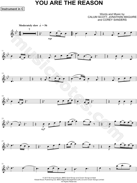 Collection: You Are the Reason - C Instrument & Piano