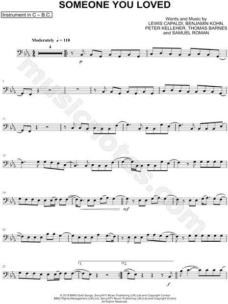 Collection: Someone You Loved - Bass Clef Instrument & Piano