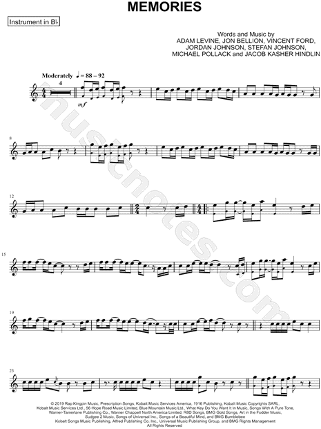 Collection: Memories - Bb Instrument & Piano