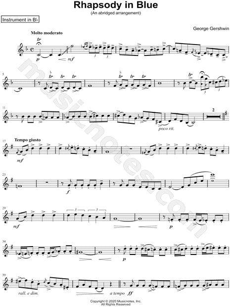 Collection: Rhapsody in Blue [abridged] - Bb Instrument & Piano