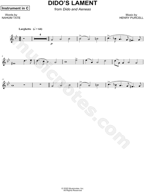 Collection: Dido's Lament - C Instrument & Piano