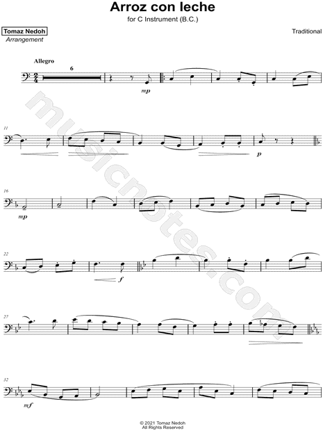 Collection: Arroz con Leche - Bass Clef Instrument & Piano