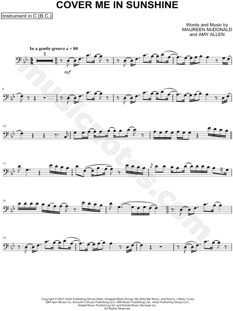 Collection: Cover Me in Sunshine - Bass Clef Instrument & Piano