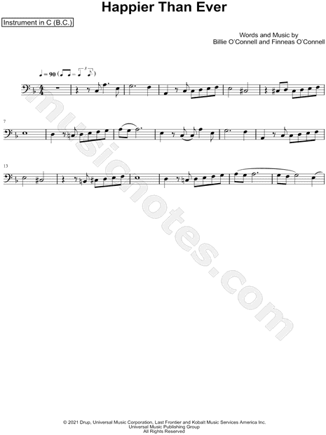 Collection: Happier Than Ever - Bass Clef Instrument & Piano