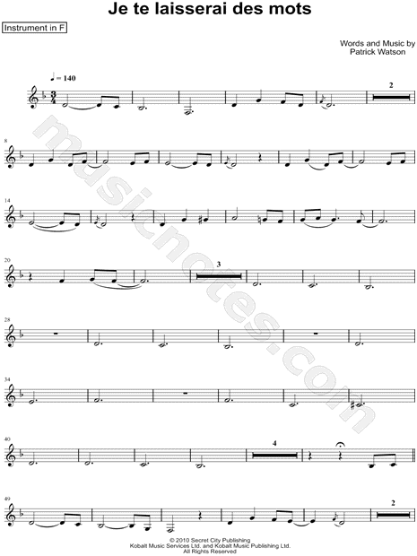 Collection: Je te laisserai des mots - F Instrument & Piano