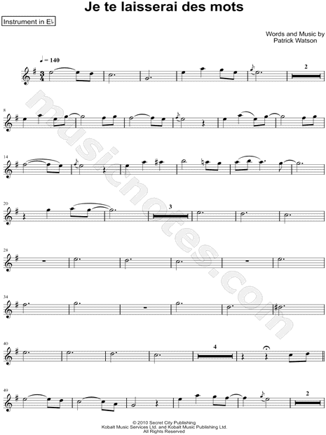 Collection: Je te laisserai des mots - Eb Instrument & Piano