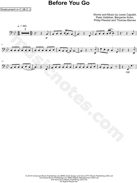 Collection: Before You Go - Bass Clef Instrument & Piano