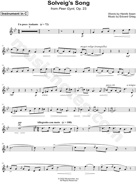 Collection: Solveig's Song - C Instrument & Piano