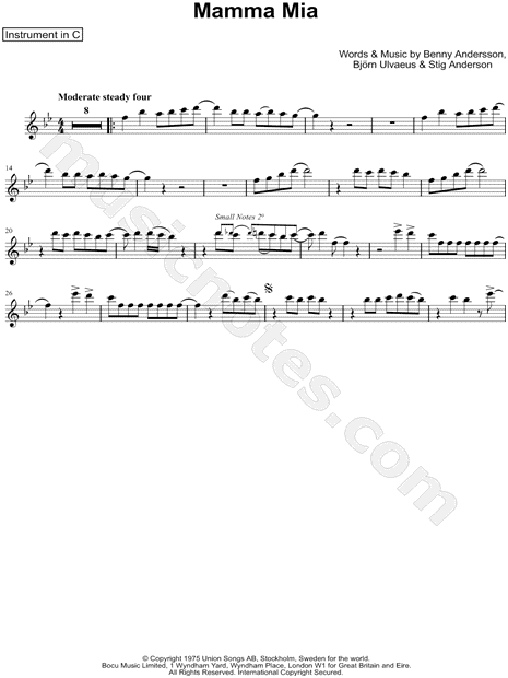 Collection: Mamma Mia - C Instrument & Piano