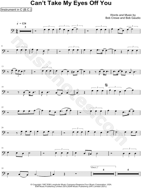 Collection: Can't Take My Eyes Off You - Bass Clef Instrument & Piano