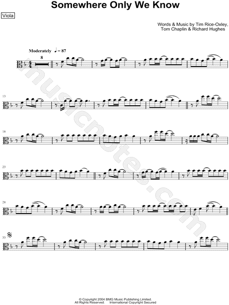 Collection: Somewhere Only We Know - Viola & Piano