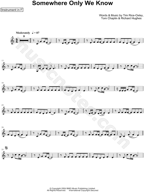Collection: Somewhere Only We Know - F Instrument & Piano
