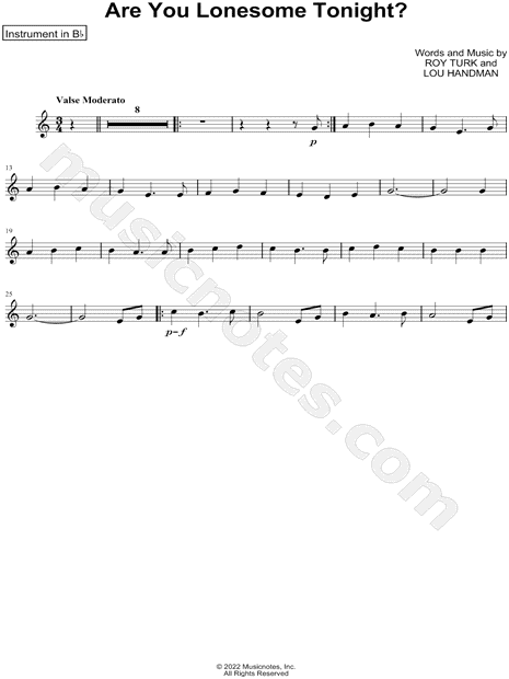 Collection: Are You Lonesome Tonight? - Bb Instrument & Piano